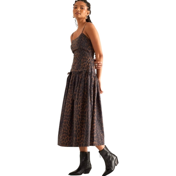NWT $146 DAMSON MADDER Persephone Leopard Midi Dress 6 - Picture 3 of 7